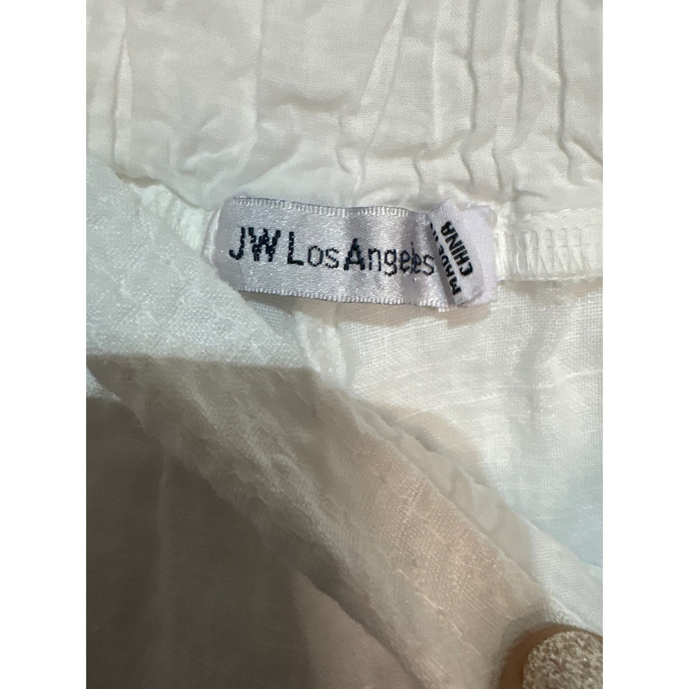 JW Los Angeles Womens XXL White Linen Embroidered Side Stripe Smocked Pants - Picture 4 of 7